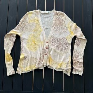 White and Yellow Relaxed Hoodie Sweatshirt